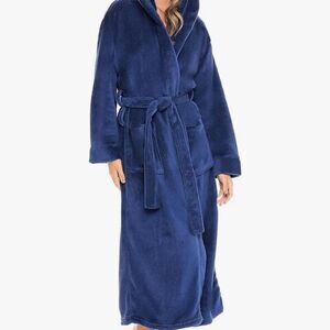Alexander Del Rossa Women's Plush Fleece Hooded Bathrobe,Navy Blue, size 3X,NOWT